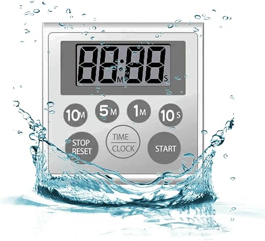 Digital Timer Waterproof Shower Timer Shower Clock Bathroom Kitchen Timer with Strong Magnet and Large LCD Display (Waterproof 7 Key)