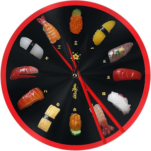 Digital Wall Clock 10 Inch Round Clock Sushi Plate School Clock Digital Silent No-Ticking Decorative Living Room Bedroom Office Home Classroom