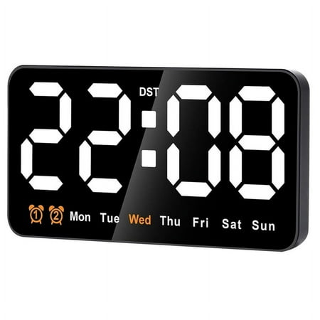 Digital Wall Clock, 9Inch LED Digital Clock Display with 12/24H, Big Digits,Small Silent Wall Clock(White)