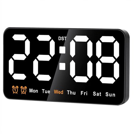 Digital Wall Clock, 9Inch LED Digital Clock Large Display with 12/24H, Big Digits,Small Silent Wall Clock(White)