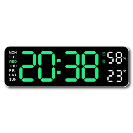 Digital Wall Clock,Digital Calendar,Large Wall Clock,13 Large Display Digital Clock,LED Digital Clock with Remote Control,Countdown Dimmer Large Clock with DST Date Week Temperature V0X7