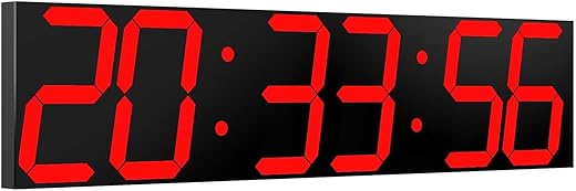 Digital Wall Clock, Oversize Led Digital Clock with Auto Dimmer, Huge Countdown Timer with Remote Control, 27 Wide Led Display, 6 Digits, Wall Mount, Date and Temperature (Red)