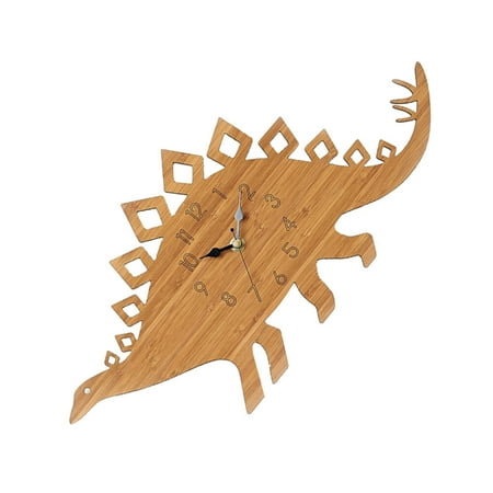 Dinosaur Wall Clock Hanging Wooden Woodsy Decor Household Watch Kids Animal Clocks Child