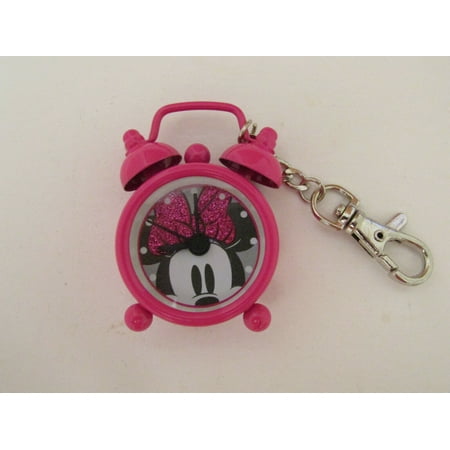 DISNEY MINNIE MOUSE PINK METAL MINI ALARM CLOCK WATCH CLIP WITH 2 BELLS MIN4002