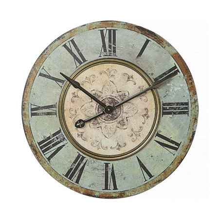 Distressed Mint Green Analog Wood Wall Wall Clock