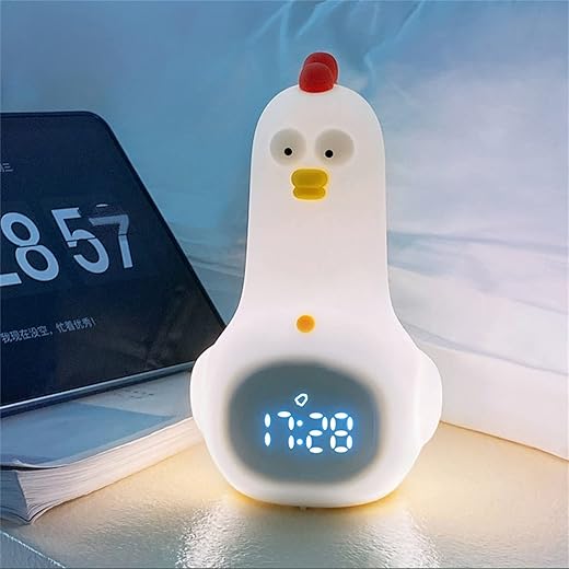 DIYCAM Cute Chicken Alarm Clock Night Light, Children's Fun Chicken Wake Up Lamp, Alarm Clock, Night Light for Kids' Bedroom Decoration, Sleep Training Clock, Birthday Gift