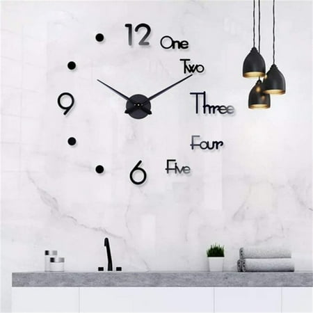 Dosaele Modern Frameless DIY Wall Clock Large 3D Wall Watch Mirror Numbers for Home Office