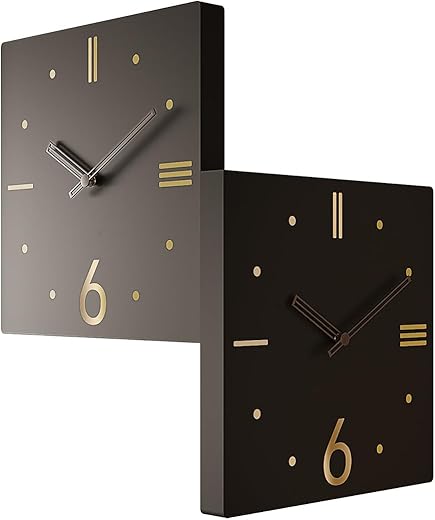 Double Sided Wall Clocks 11.8inch Corner Wall Clock Square Decorative Creative Digital Wall Clock on Both Sides for Living Room Decor