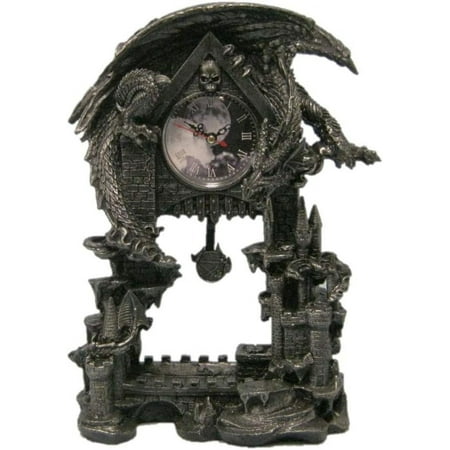 Dragon Pendulum Clock | Victorian | Witchy Gothic Home ative Desk Accessories | Dragon Home Small Table Clocks - 13