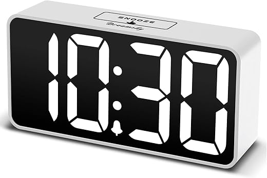 DreamSky Small Digital Alarm Clock for Bedroom, Large Big Numbers Display with Brightness Dimmer, Electric Bedside Desk Clock with USB Charging Port, Adjustable Alarm Volume, 12/24Hr, Snooze