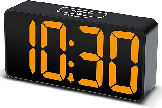 DreamSky Small Digital Alarm Clock for Bedroom, Large Big Numbers Display with Brightness Dimmer, Electric Bedside Desk Clock with USB Charging Port, Adjustable Alarm Volume, 12/24Hr, Snooze