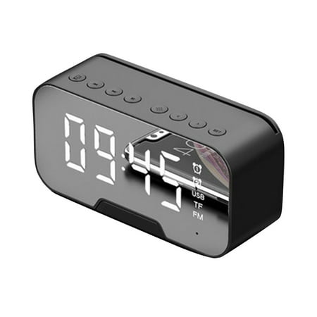 Dual Alarm, Large LED Display, Music Player & Stand, Black Bluetooth FM Radio Digital Clock