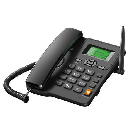 Dual SIM Card 2G Cordless Desktop Telephone - Supports GSM 850/900/1800/1900MHZ - Fixed Wireless Phone with Antenna, Radio, Alarm Clock Function for Home, Office, Call Center, Hotel