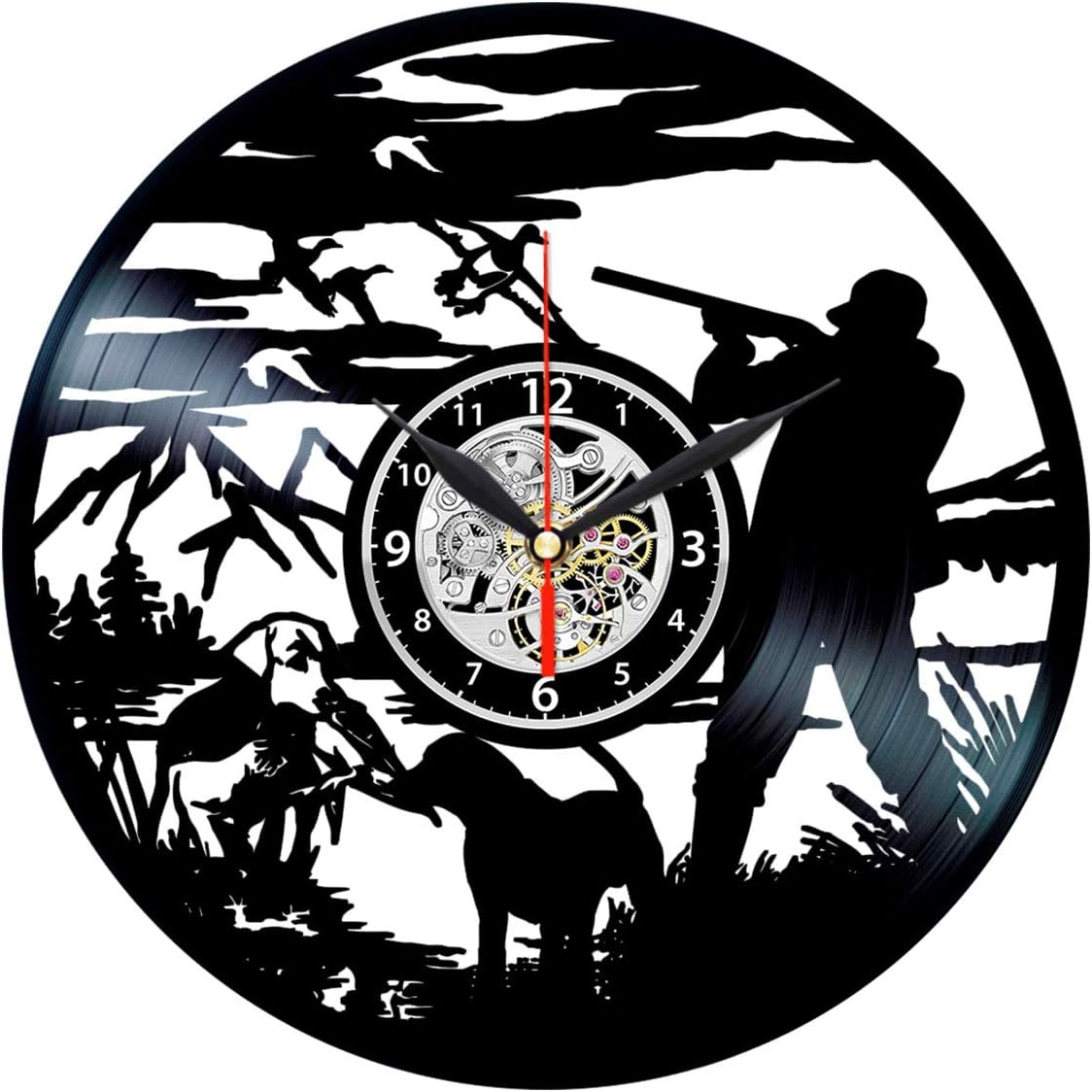 Duck Hunting Clock Cool Vinyl Record Wall Art Decor Bird Hunter Gifts for Dad