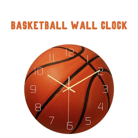 Dvkptbk Round basketball appearance wall clock mute home decoration wall clock