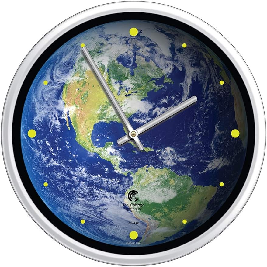 Earth The Beautiful Quiet Wall Clock, 12.75 inch, White