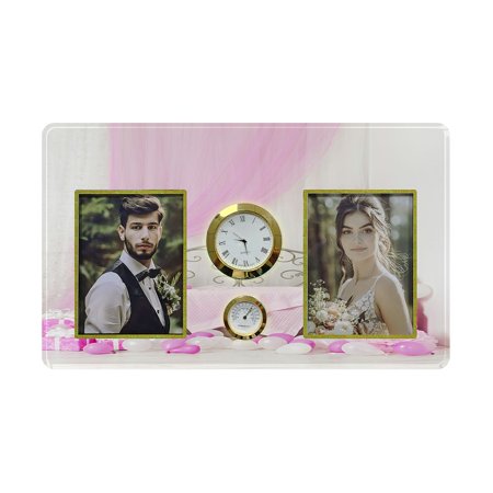 ECZJNT Birthday Party Room Gift Boxes Kids Presents Family Couple Photo Picture Frame with Clock and Thermometer for Wall Hanging and Tabletop Display