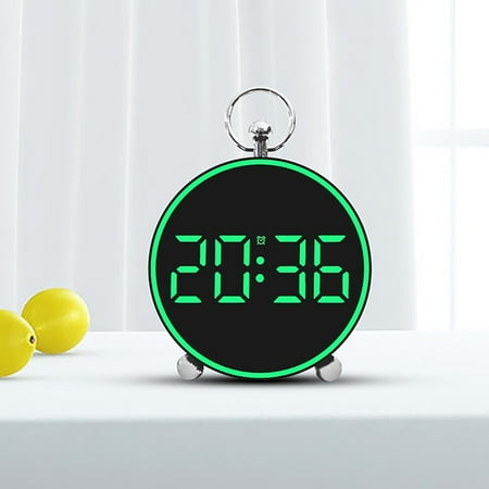 Edgergery Digital Alarm Clock for Bedroom,Round Shape LED Electronic Clocks,Adjustable Brightness, Snooze Model,12/24H Display,Alarm Clock for Kids,Office,Table,Nightstand-White