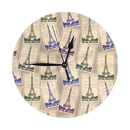 Eiffel colorful Tower Wall Clock Silent Non Ticking - 10 Inch Battery Operated Modern Clocks for Living Room Bedroom Kitchen Bathroom Office Classroom, Decorative Clocks