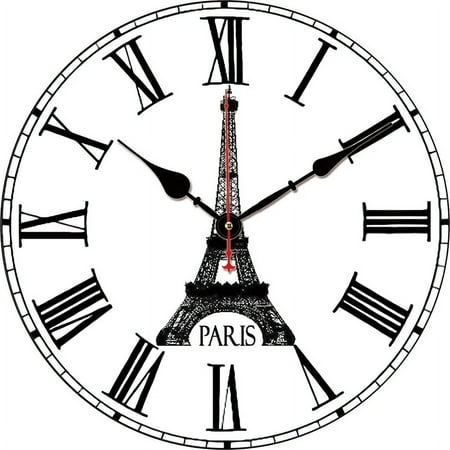 Eiffel Tower Paris Custom Large Clock Living Room Home Decor Round Wall Clock Quartz Table Clock Bedroom Wall Decoration