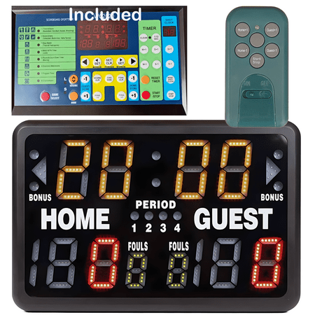 Electronic Basketball Scoreboard Tabletop Digital Scoreboard with Remote Professional Portable Scoreboard Clock Volleyball Scoreboard Score Keeper for Multisport