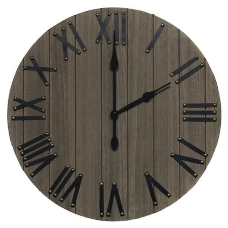 Elegant Designs Handsome 21 Rustic Farmhouse Wood Wall Clock, Rustic Gray