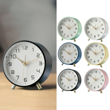 Elodia Retro Analog Alarm Clock with Night Light Battery Operated Silent Snooze Function Alarm Clock Bedroom Supplies