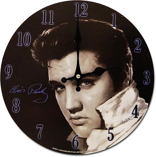 Elvis Presley Clock - Elvis Black & White Photo 11.75" Diameter