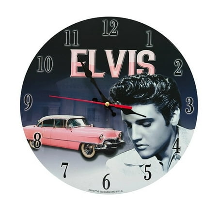 Elvis Presley Round wall clock 11.75” Elvis pink caddy