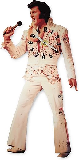 Elvis Presley Swinging Legs Clock - Iconic White Jumpsuit Design - 15" Tall Licensed Collectible for Elvis Fans