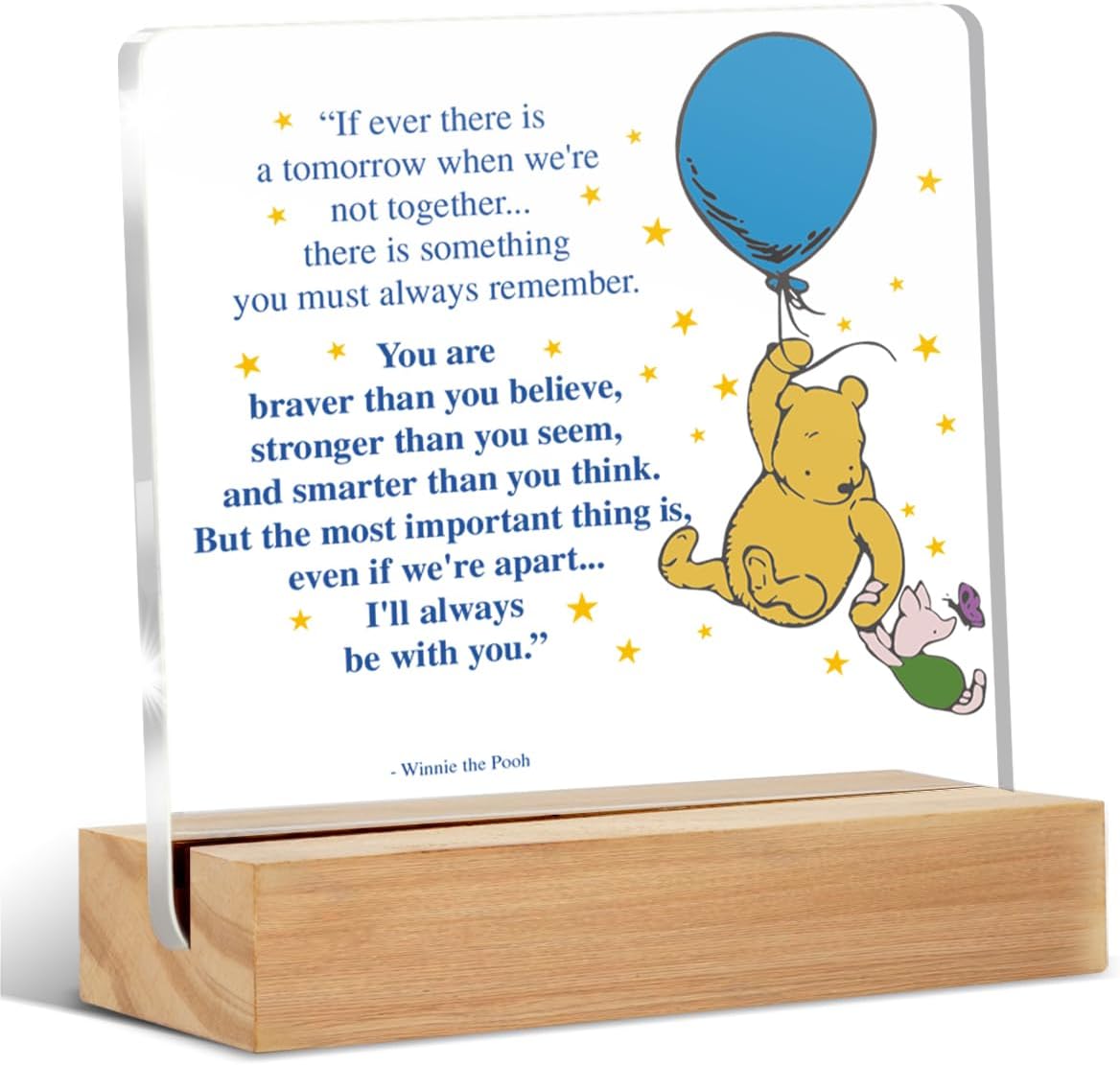 Encouragement Gifts Inspirational Winnie the Pooh Desk Decorative Sign Motivational Winnie the Pooh Plaque Sign Desk Decor for Home Bedroom Nursery Kids Room, Friendship Gifts for Friends