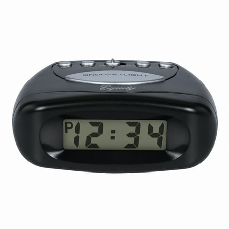 Equity 31003 Small Black Battery-Powered LCD Digital Alarm Clock