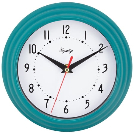 Equity 8 inch Traditional Teal Indoor Quartz Analog Clock, 25020