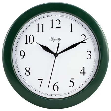 Equity by La Crosse 10 Round Traditional Green Indoor Quartz Analog Clock, 25205