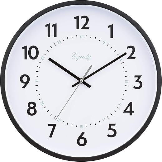 Equity by La Crosse 14 Inch Basics Commercial Quartz Wall Clock, Pack of 1, Black