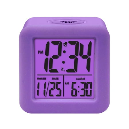 Equity By La Crosse Soft-Cube LCD Alarm Clock With Smart Light Purple