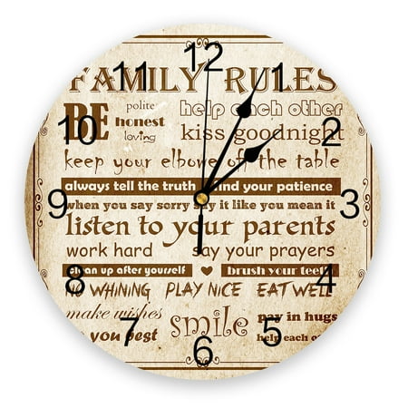 Family Rules Text Vintage Background 3D Wall Clock Modern Design Living Room ration Kitchen Clock Art Wall Watch Home r