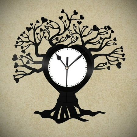 Family Tree Vinyl Wall Clock Record Unique Tree Design Office Home Decoration Vintage Design Office Bar Room Home Decor