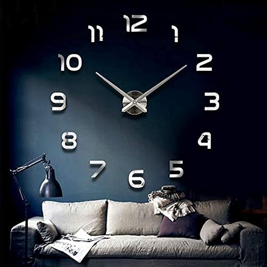 FASHION in THE CITY 3D DIY Mirror Surface Wall Clock Big Size Wall Decorative Clocks Silent Non Ticking Movement Clocks