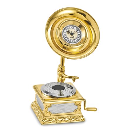 FB Jewels Gold-Tone Gramophone Desk Clock