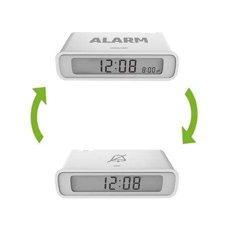 FERSWE Digital Alarm Clock for Bedroom - Flip On/Off Reversible LCD Screen - Big Time Display - White Backlit - Battery Operated - Great for Kids, Heavy Sleepers & Travels