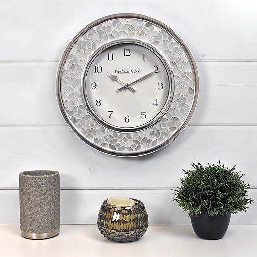 FirsTime & Co. Arabesque Mosaic Wall Clock, White, 10.25 x 2 x 10.25, (00242)