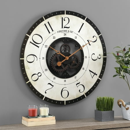 FirsTime & Co. Brown And Bronze Carlisle Gears Wall Clock, Industrial, Analog, 27 x 2 x 27 in