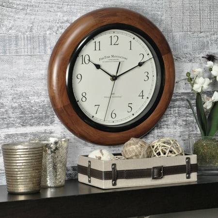 FirsTime & Co. Brown Harrington Whisper Wall Clock, Traditional, Analog, 11.5 x 2 x 11.5 in