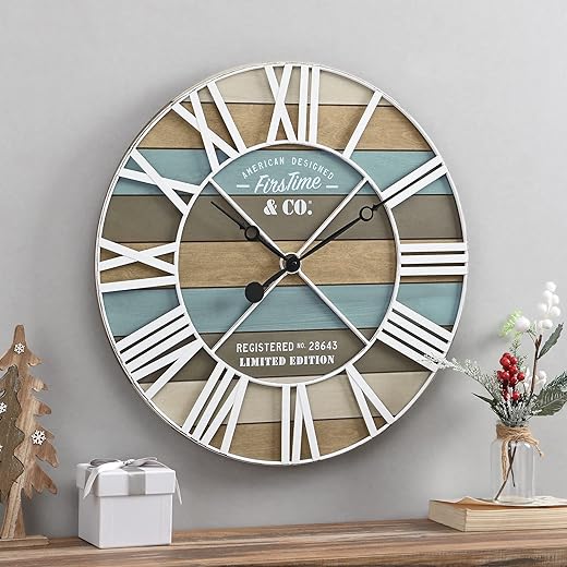 FirsTime & Co. Maritime Planks Wall Clock, 24, Multicolor & White