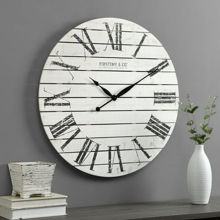 FirsTime & Co. White Farmhouse Shiplap Wall Clock, Farmhouse, Analog, 29 x 2 x 29 in