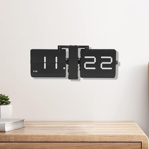 Flipping Out Wall and Tabletop Flip Clock for Living Rooms, Bedrooms, Studies, Offices, Battery Operated Digital Display, Two Types of Installation