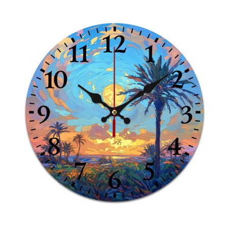 Florida Sunset Fashionable PVC Wall Clock Circular Traditional Style for Living Room Decor 25cm/9.84in