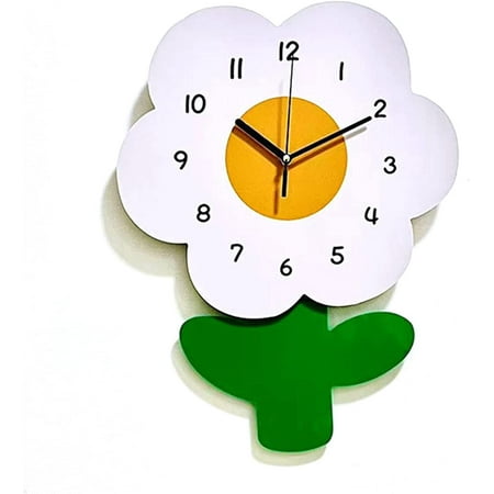 Flower Shaped Wall Clocks, Plant Decor Clocks, Home Silent Clock Numbered Wall Clock Hanging Clock Non Ticking Bedside Desk Clock Home Cartoon Clock Room Clock Literature and Art Child