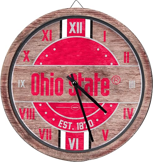 FOCO NCAA Wooden Barrel Wall Clock